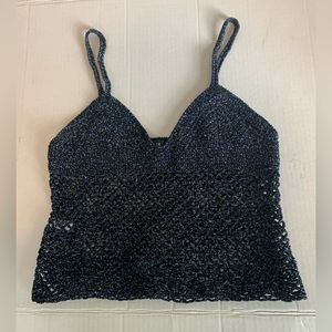 Express crotchet open knit cropped top tank